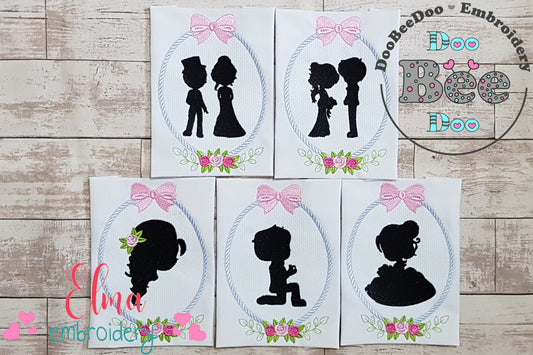 Groom and Bride Wedding Frames - Applique - Set of 5 designs