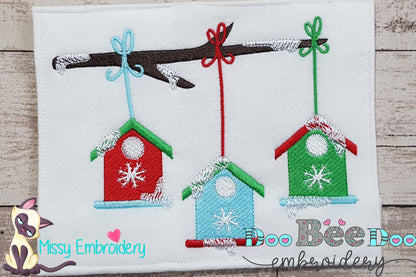 Winter Bird Houses - Fill Stitch