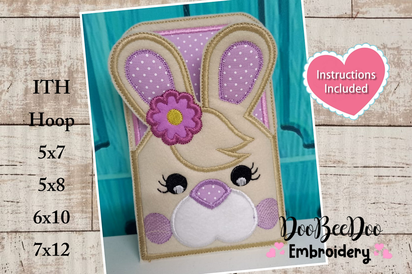 Bunny Girl Cute with Pocket - ITH Project - Machine Embroidery Design