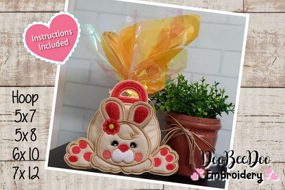 Easter Bunny Girl Basket - ITH Project - Machine Embroidery Design