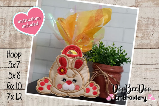 Easter Bunny Girl Basket - ITH Project - Machine Embroidery Design