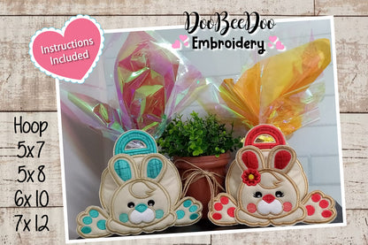 Easter Bunny Boy and Girl Basket - ITH Project - Machine Embroidery Design