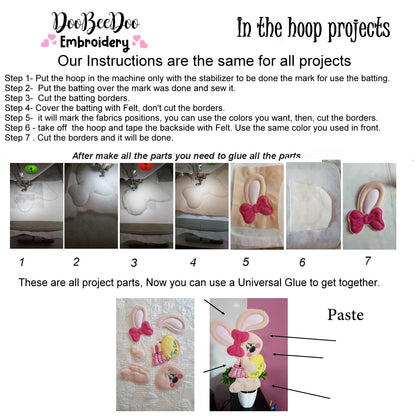 Easter Bunny Boy and Girl Door Ornament - ITH Project - Machine Embroidery Design