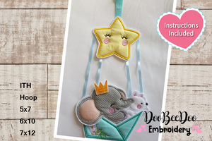 Baby Elephant Balloon Boy Nursery Door - ITH Project - Machine Embroidery Design