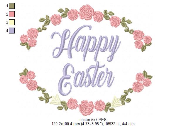 Happy Easter Frame - Fill Stitch
