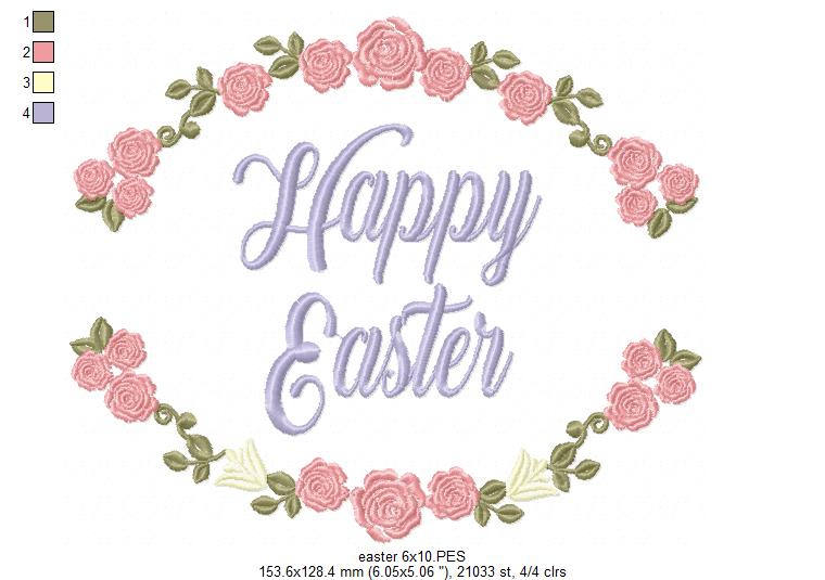 Happy Easter Frame - Fill Stitch