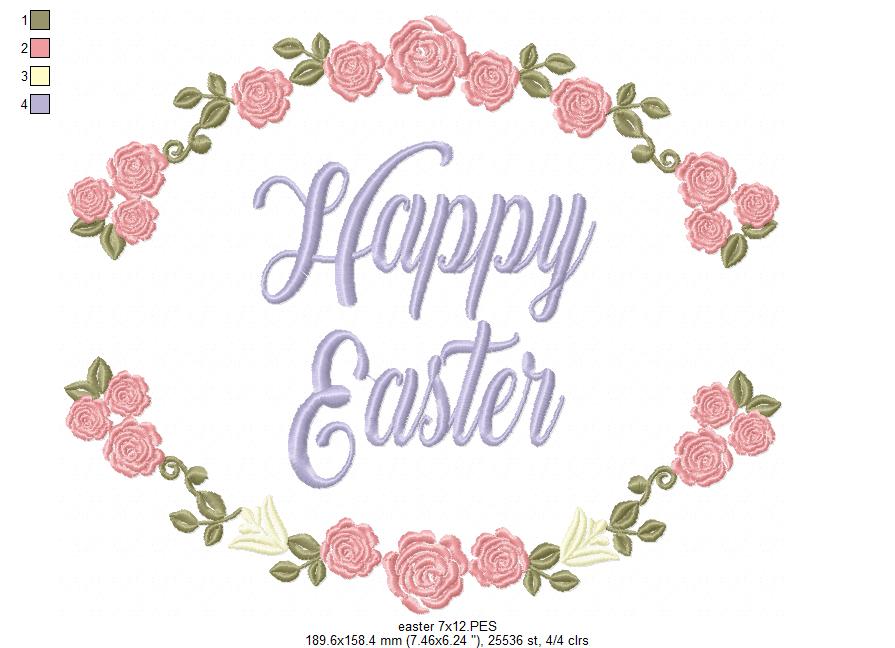 Happy Easter Frame - Fill Stitch