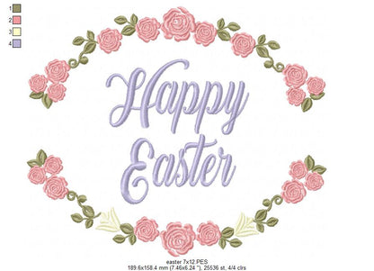 Happy Easter Frame - Fill Stitch