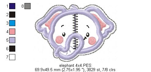 Elephant Pacifier Holder - ITH Project - Machine Embroidery Design