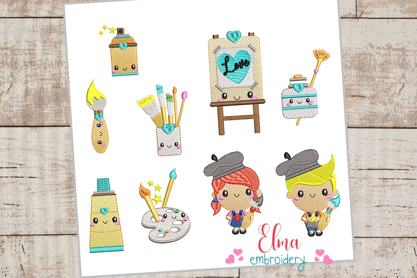 Painters Collection - Set of 9 designs - Fill Stitch - Machine Embroidery Design