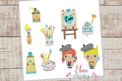 Painters Collection - Set of 9 designs - Fill Stitch - Machine Embroidery Design