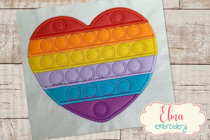 Heart Pop It  - Applique - Machine Embroidery Design
