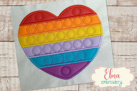 Heart Pop It  - Applique - Machine Embroidery Design