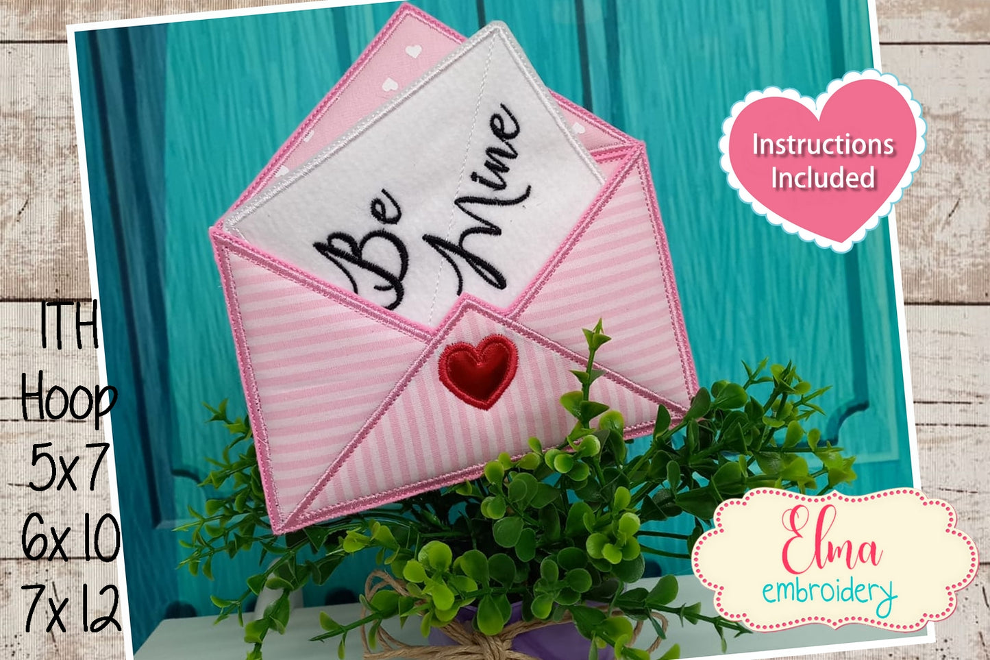 Envelope Be Mine Ornament - ITH Project - Machine Embroidery Design