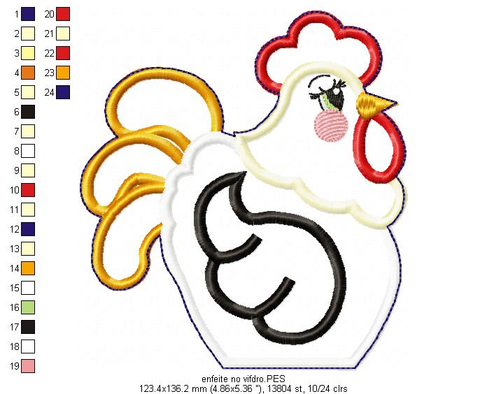Chicken Ornament for Bowls - ITH Project - Machine Embroidery Design