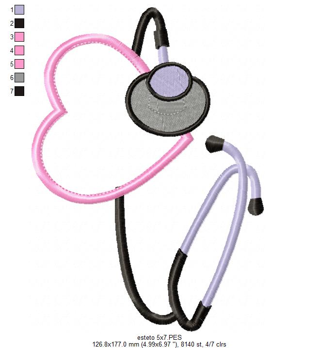 Stethoscope with Heart - Applique - Machine Embroidery Design