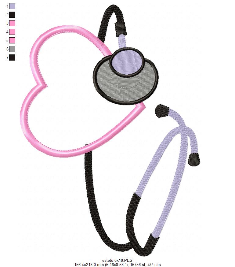 Stethoscope with Heart - Applique - Machine Embroidery Design