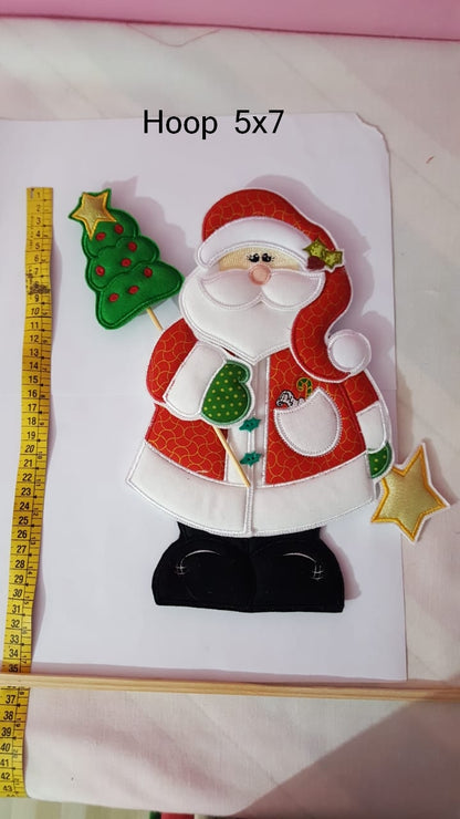 Santa Claus and Tree Door Ornament - ITH Project - Machine Embroidery Design