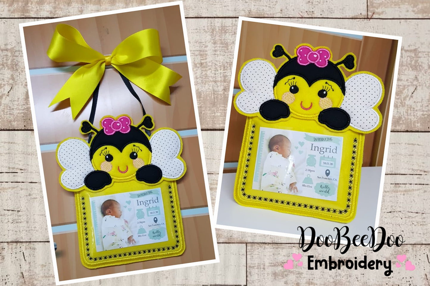 Happy Bee Nursey Ornament - ITH Project - Machine Embroidery Design