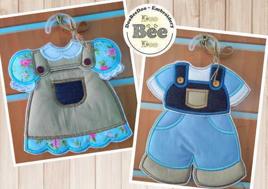 Baby Clothes Nursery Door Hanger Set - ITH Project - Machine Embroidery Design