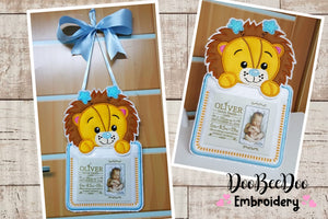 Happy Lion Nursery Ornament - ITH Project - Machine Embroidery Design