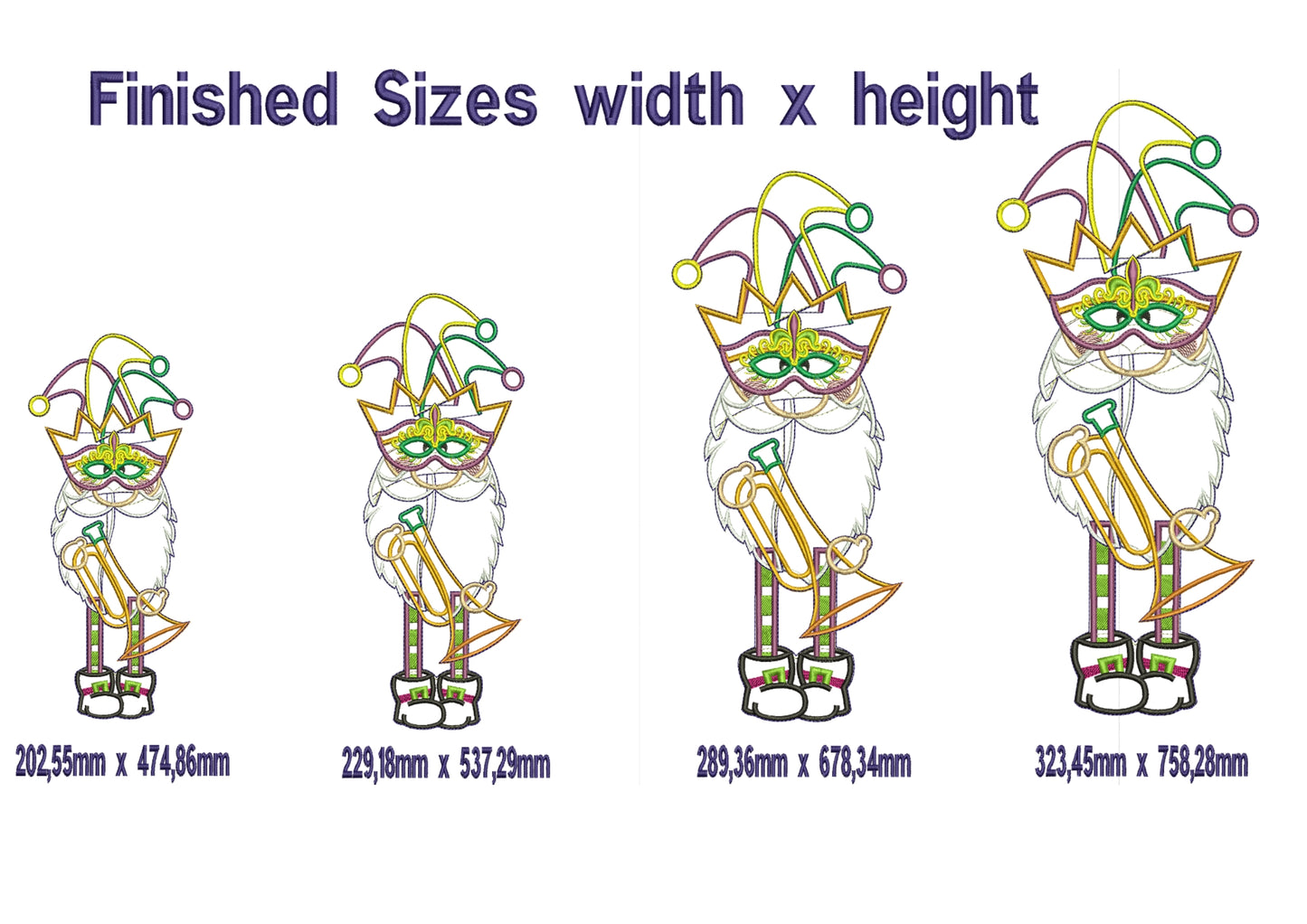 Mardi Gras Gnome - ITH Project - Machine Embroidery Design