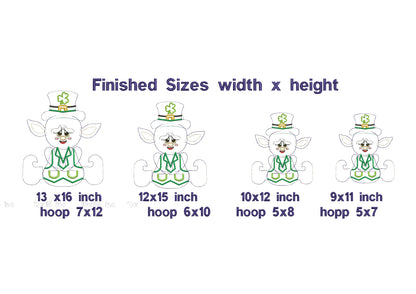Gnome Saint Patrick Sitting Ornament - ITH Project - Machine Embroidery Design