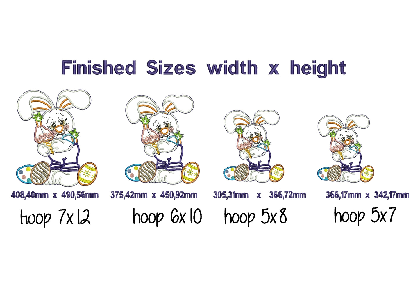 Bunny Couple With Carrot Ornament - ITH Project - Machine Embroidery Design