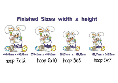 Bunny Couple With Carrot Ornament - ITH Project - Machine Embroidery Design