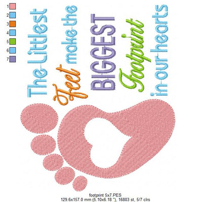 The Littlest Feet make the Biggest Footprint in our Hearts - Fill Stitch