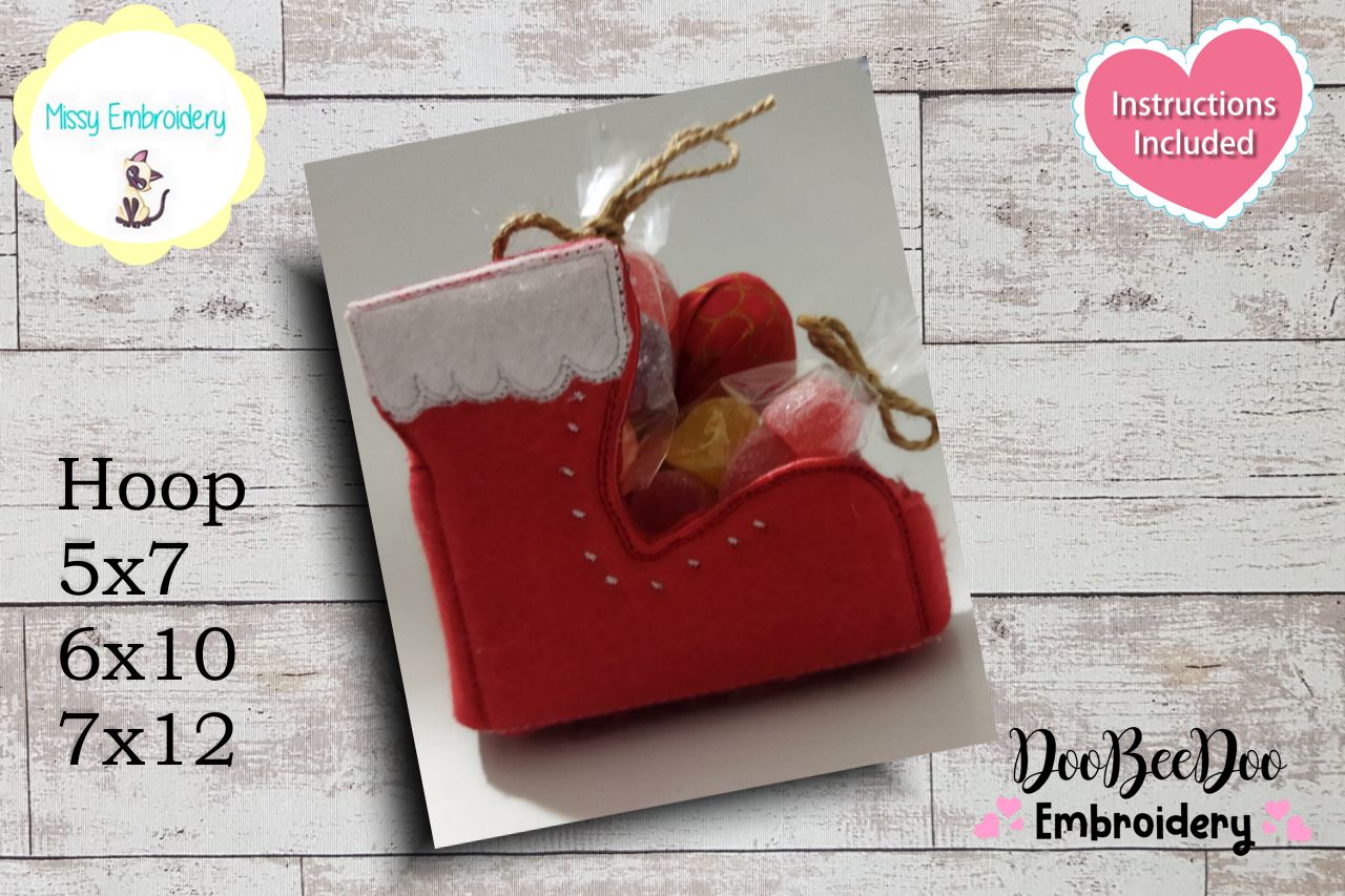 Christmas Boot Basket - ITH Project - Machine Embroidery Design