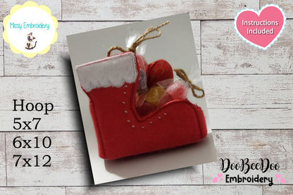 Christmas Boot Basket - ITH Project - Machine Embroidery Design