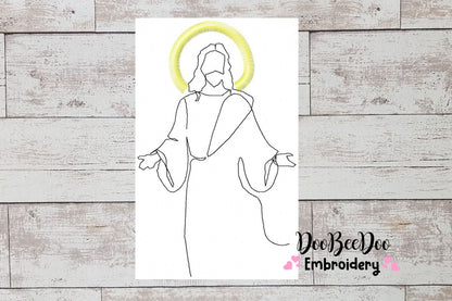 Jesus - Redwork - 4 Sizes - Machine Embroidery Designs