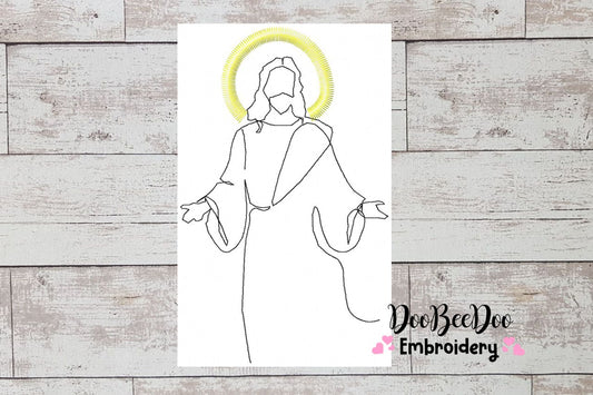 Jesus - Redwork - 4 Sizes - Machine Embroidery Designs