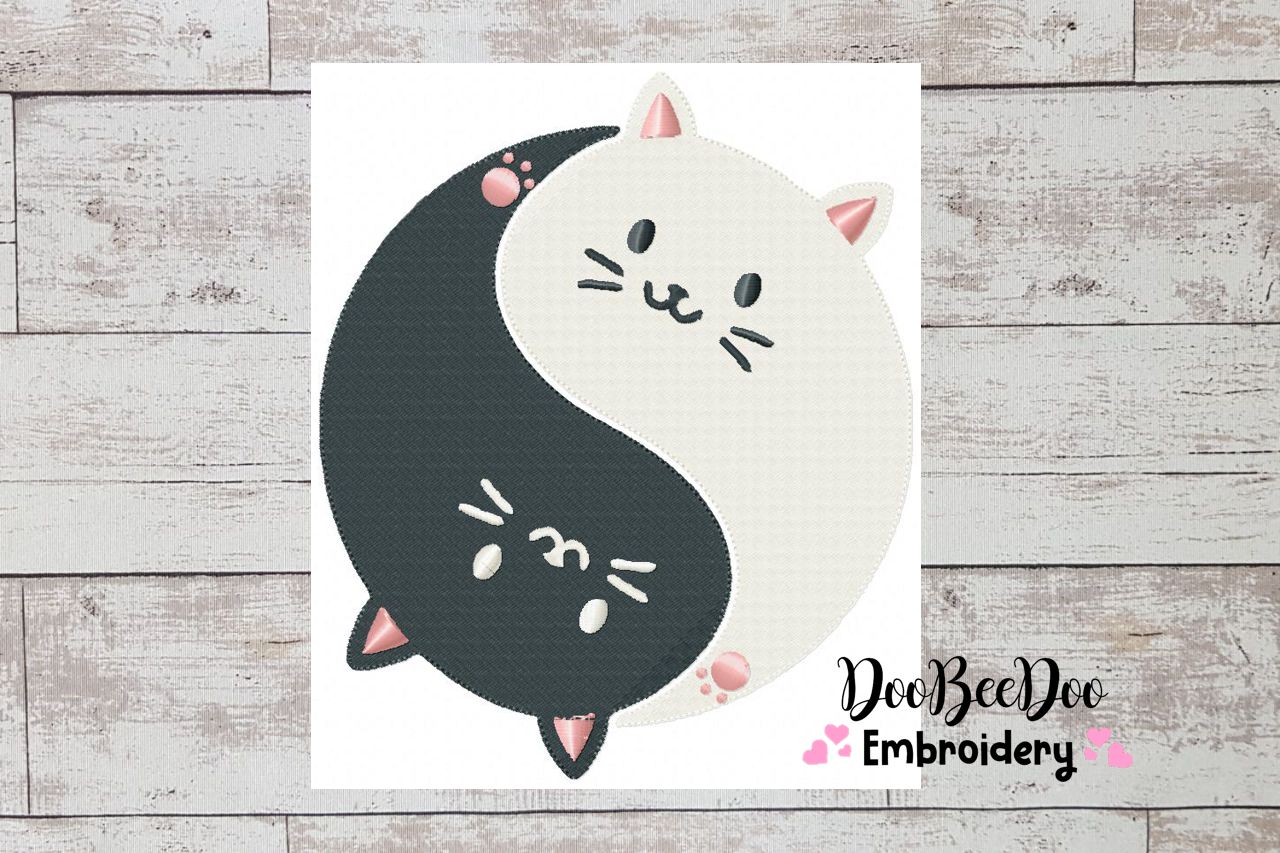 Cat Yin Yang - Fill Stitch
