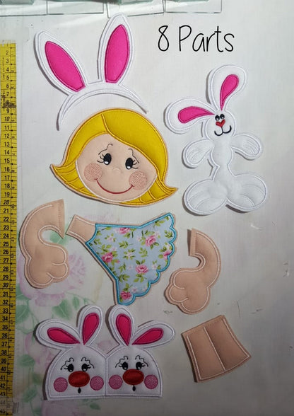 Easter Pajamas Boy and Girl Vase Ornament - ITH Project - Machine Embroidery Design