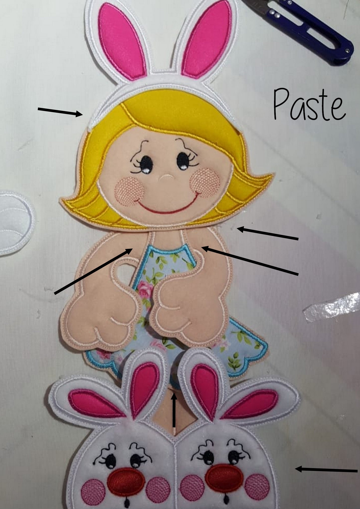 Easter Pajamas Boy and Girl Vase Ornament - ITH Project - Machine Embroidery Design