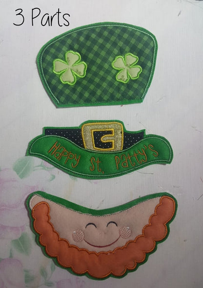 Saint Patrick's Gnome Face Ornament - ITH Project - Machine Embroidery Design