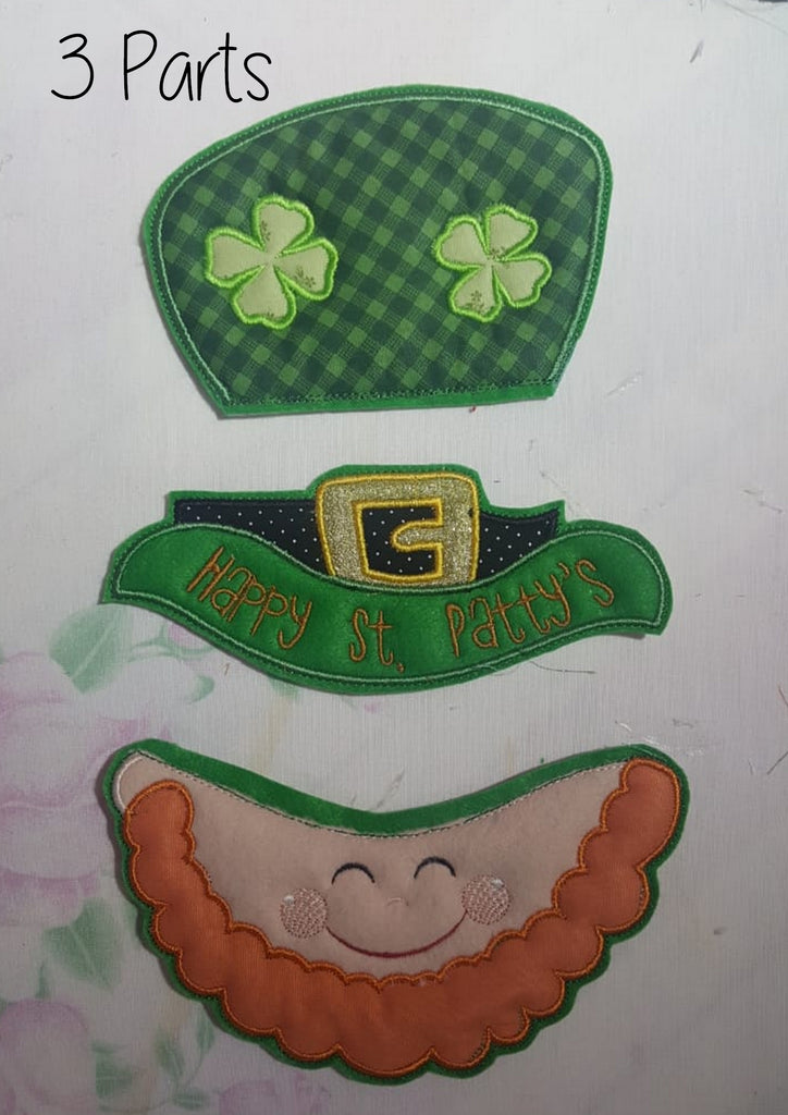 Saint Patrick's Gnome Face Ornament - ITH Project - Machine Embroidery Design