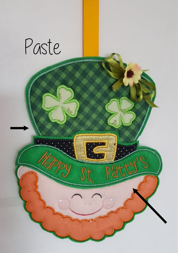 Saint Patrick's Gnome Face Ornament - ITH Project - Machine Embroidery Design