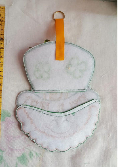 Saint Patrick's Gnome Face Ornament - ITH Project - Machine Embroidery Design