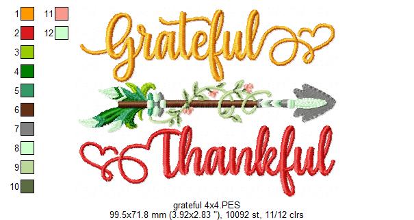 Thankful Grateful Thanksgiving - Fill Stitch
