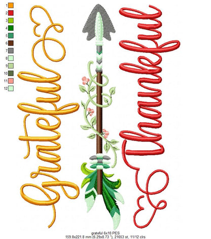 Thankful Grateful Thanksgiving - Fill Stitch