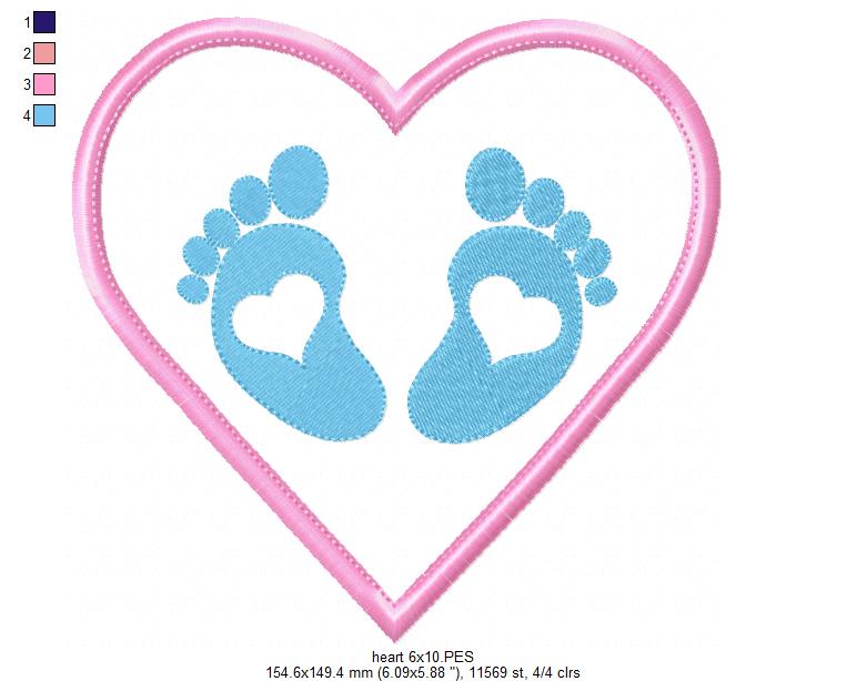 Baby Feets and Heart - Applique