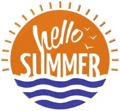 Hello Summer – Fill Stitch – Machine Embroidery Design