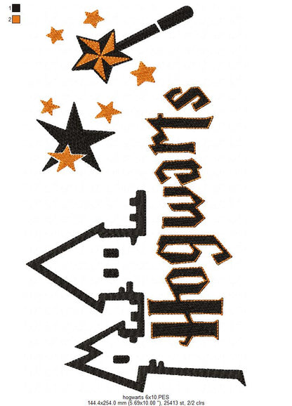 School of Magic Silhouette - Fill Stitch