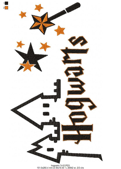 School of Magic Silhouette - Fill Stitch