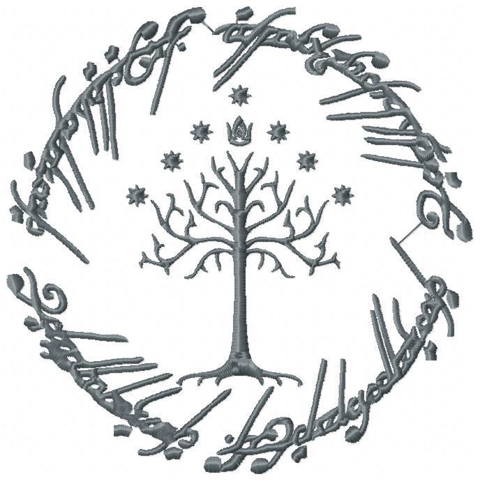 The Ring and The White Tree of Gondor - Fill Stitch