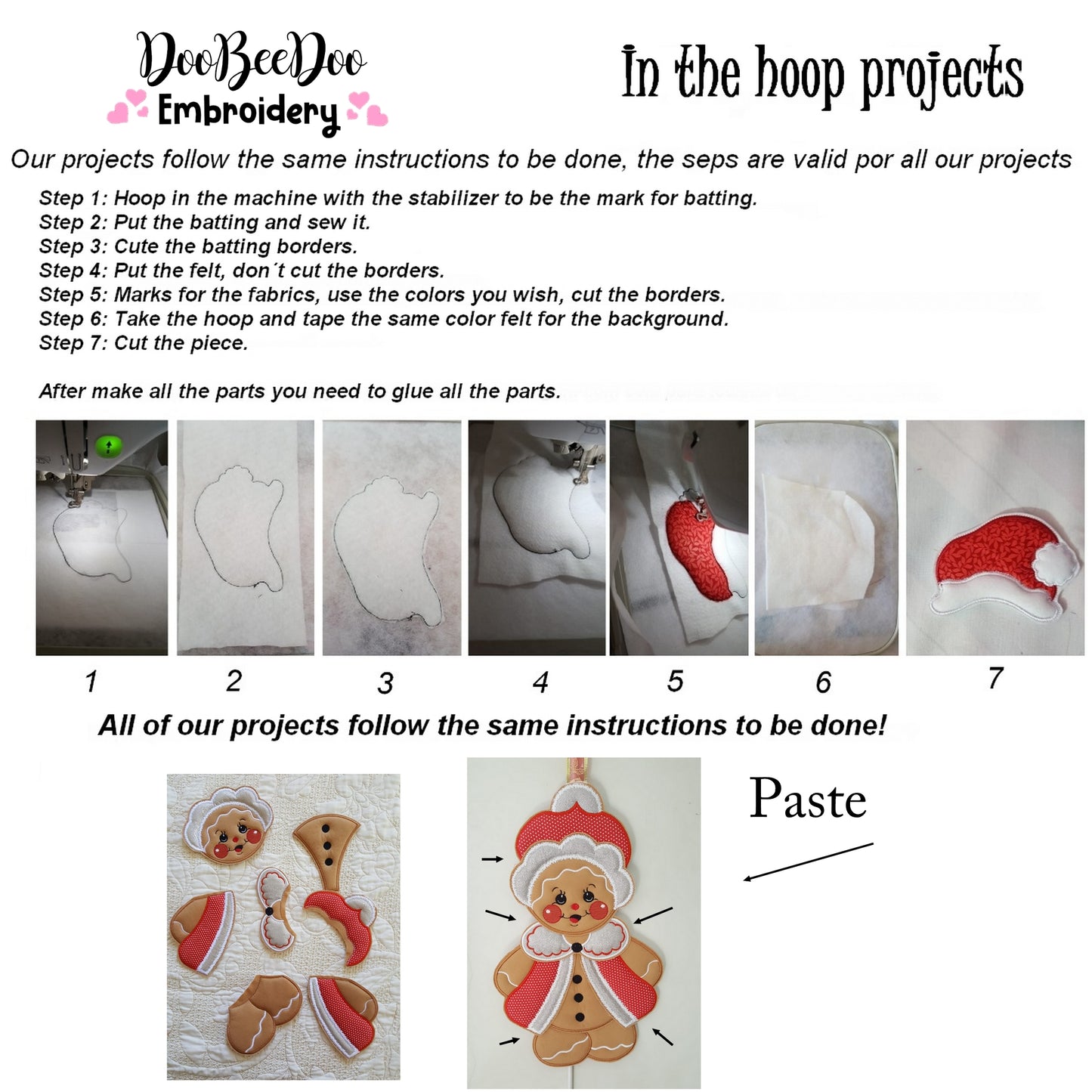 Gingerbread Girl Christmas  Door Ornament - ITH Project - Machine Embroidery Design