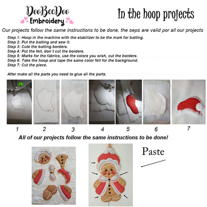 Gingerbread Girl Christmas  Door Ornament - ITH Project - Machine Embroidery Design